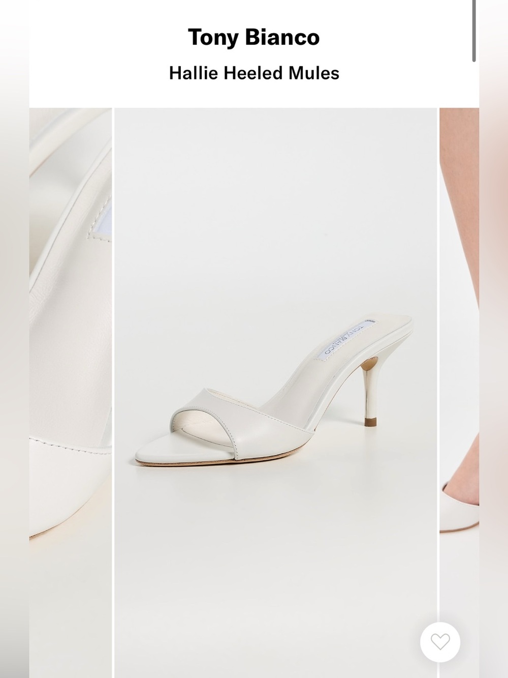 Tony Bianco Hallie Heeled Mules in White(Milk Capretto)